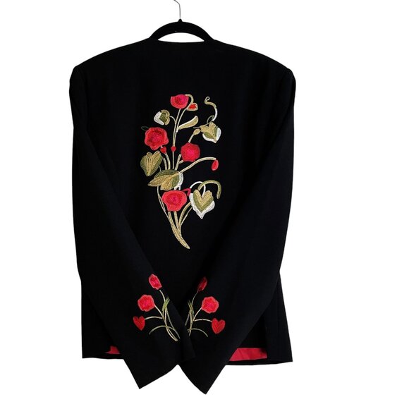 Vintage Russell Kemp Blazer Black Floral Embroidery Lined Women's Size 10 - Picture 4 of 10